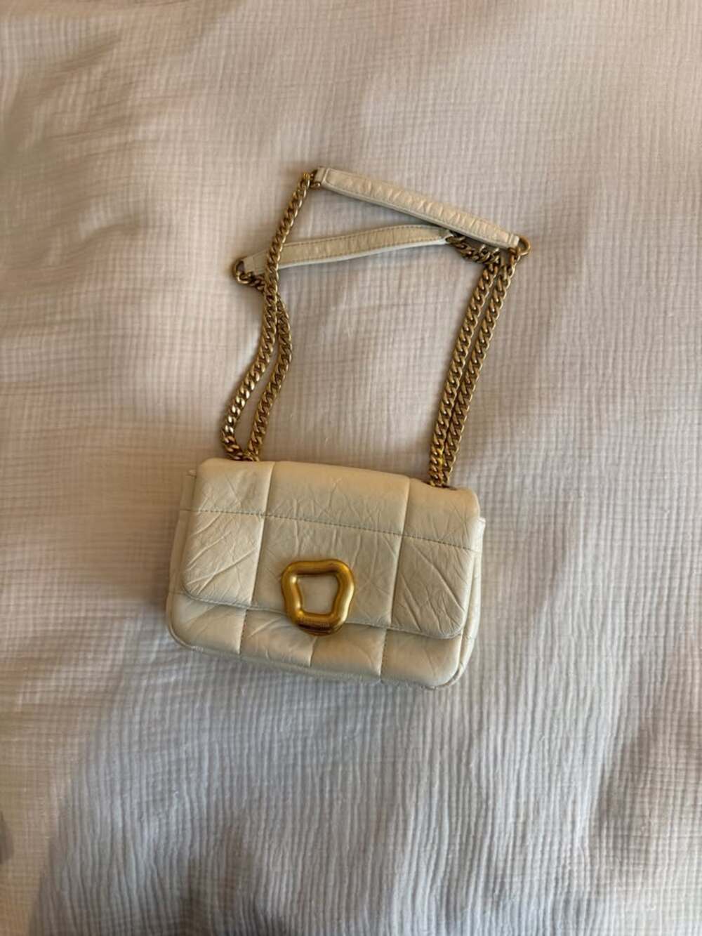 Songmont Chocolate Leather Shoulder Bag Ivory - Small